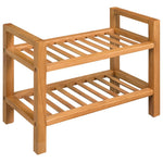 Shoe Rack with 2 Shelves 50x27x40 cm Solid Oak Wood - Bargainia.com - 
