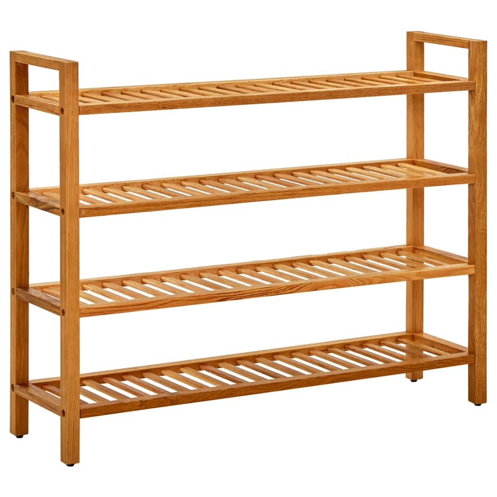 Shoe Rack with 4 Shelves 100x27x80 cm Solid Oak Wood - Bargainia.com - 