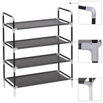 Shoe Rack with 4 Shelves Metal and Non - woven Fabric Black - Bargainia.com - 