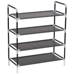 Shoe Rack with 4 Shelves Metal and Non - woven Fabric Black - Bargainia.com - 