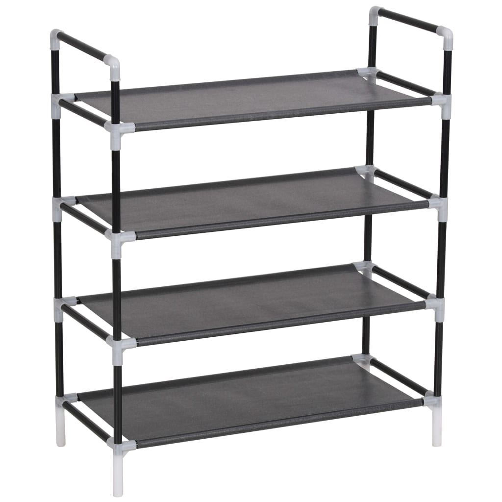 Shoe Rack with 4 Shelves Metal and Non - woven Fabric Black - Bargainia.com - 