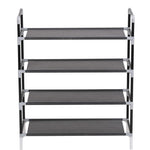 Shoe Rack with 4 Shelves Metal and Non - woven Fabric Black - Bargainia.com - 