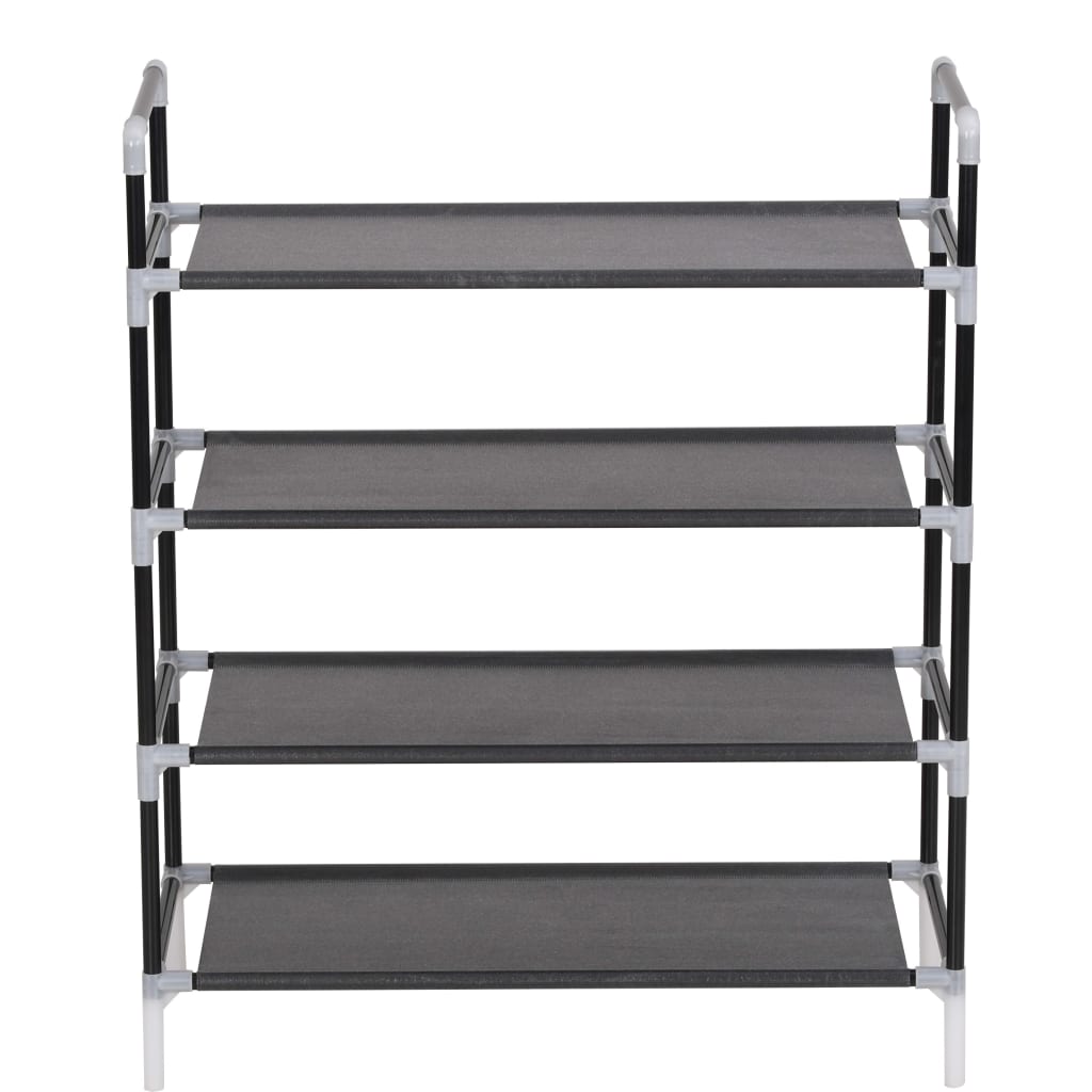 Shoe Rack with 4 Shelves Metal and Non - woven Fabric Black - Bargainia.com - 