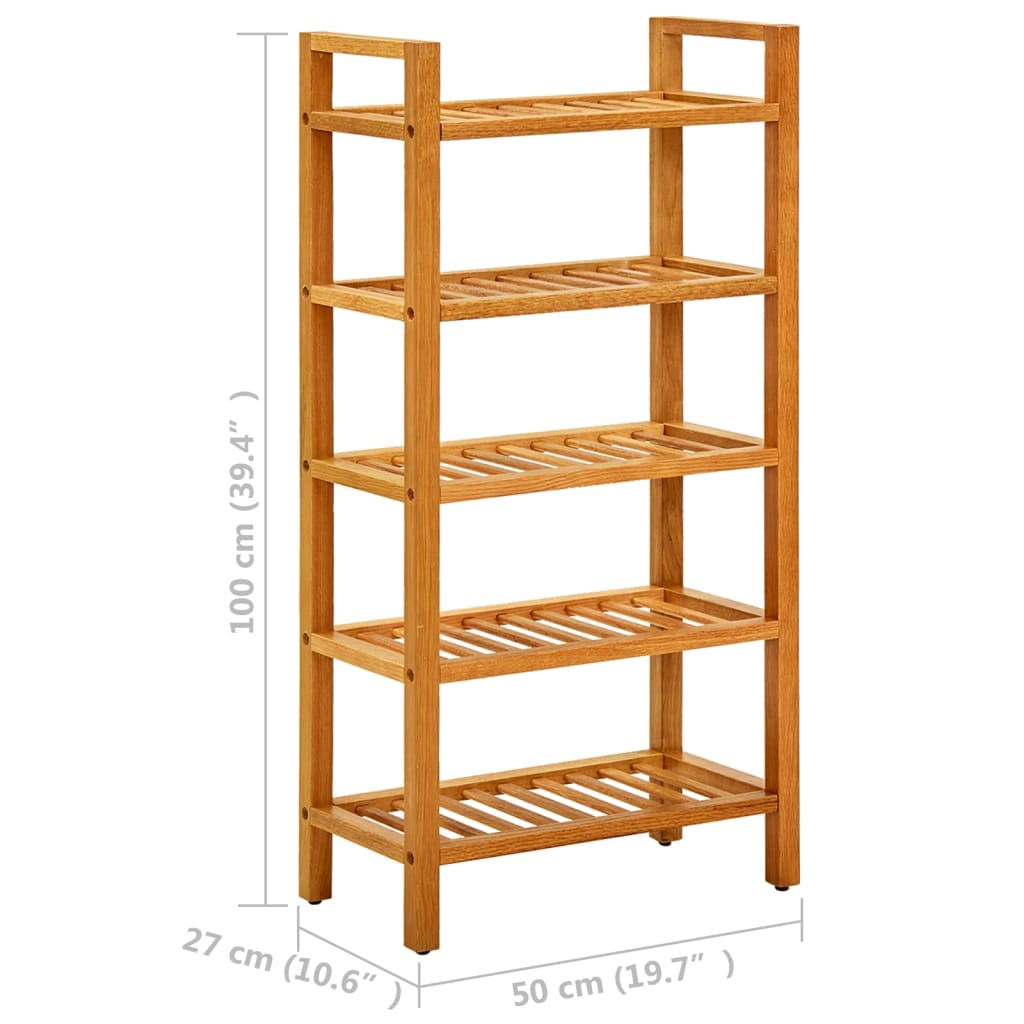 Shoe Rack with 5 Shelves 50x27x100 cm Solid Oak Wood - Bargainia.com - 