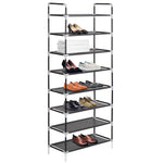 Shoe Rack with 8 Shelves Metal and Non - woven Fabric Black - Bargainia.com - 