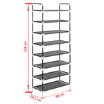 Shoe Rack with 8 Shelves Metal and Non - woven Fabric Black - Bargainia.com - 