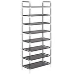 Shoe Rack with 8 Shelves Metal and Non - woven Fabric Black - Bargainia.com - 