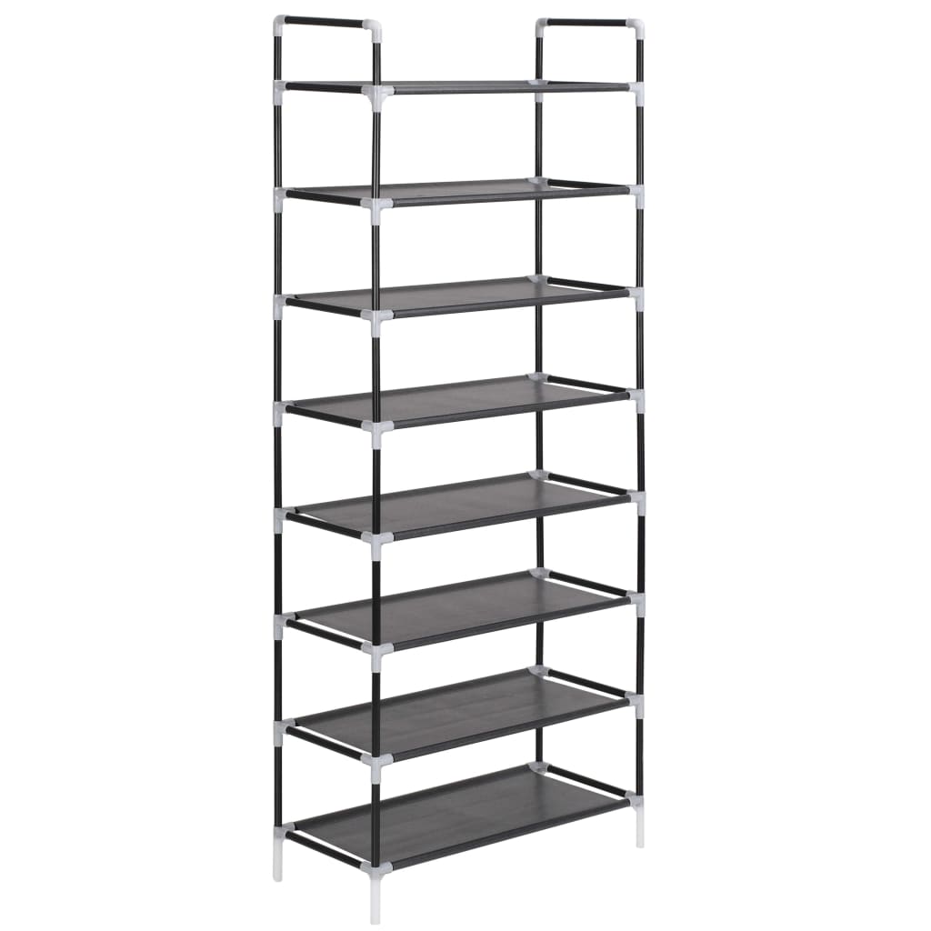 Shoe Rack with 8 Shelves Metal and Non - woven Fabric Black - Bargainia.com - 