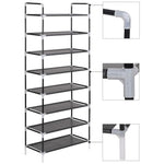 Shoe Rack with 8 Shelves Metal and Non - woven Fabric Black - Bargainia.com - 