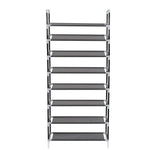 Shoe Rack with 8 Shelves Metal and Non - woven Fabric Black - Bargainia.com - 