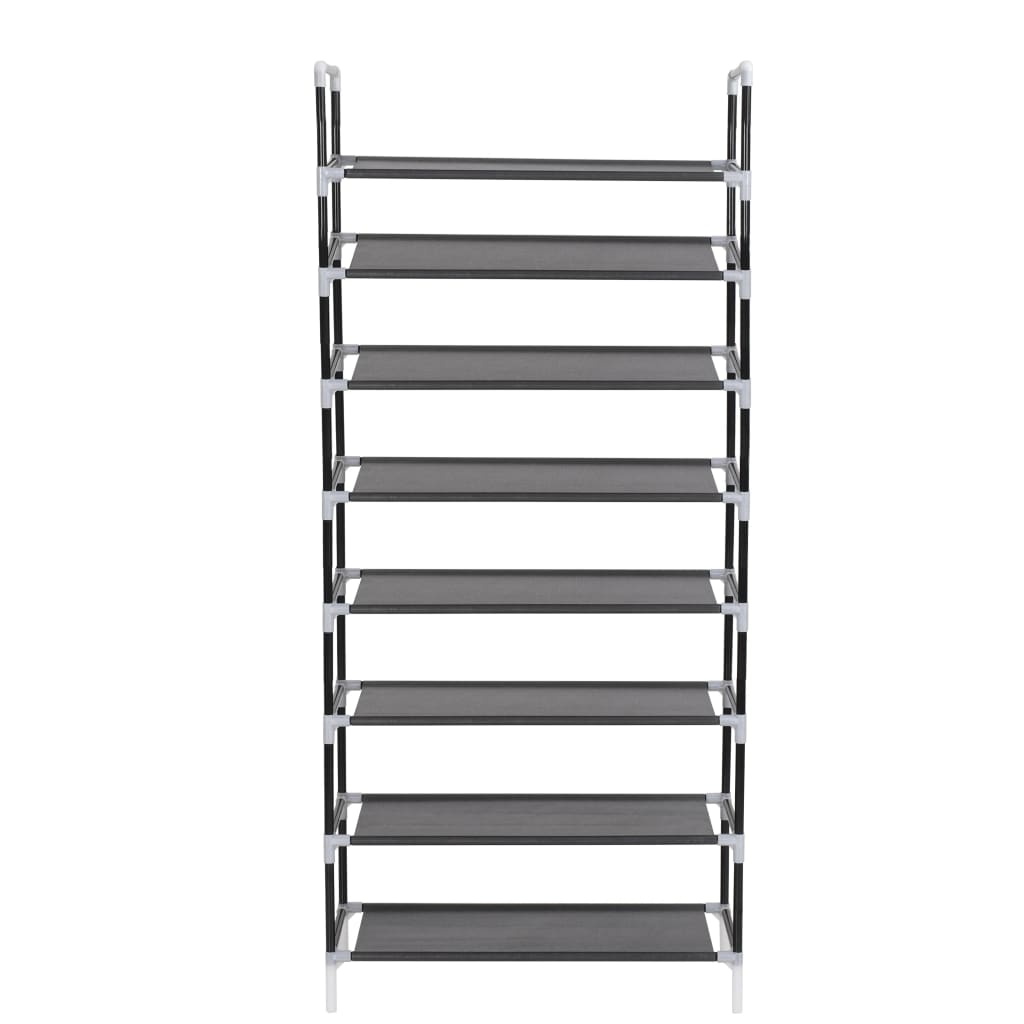 Shoe Rack with 8 Shelves Metal and Non - woven Fabric Black - Bargainia.com - 