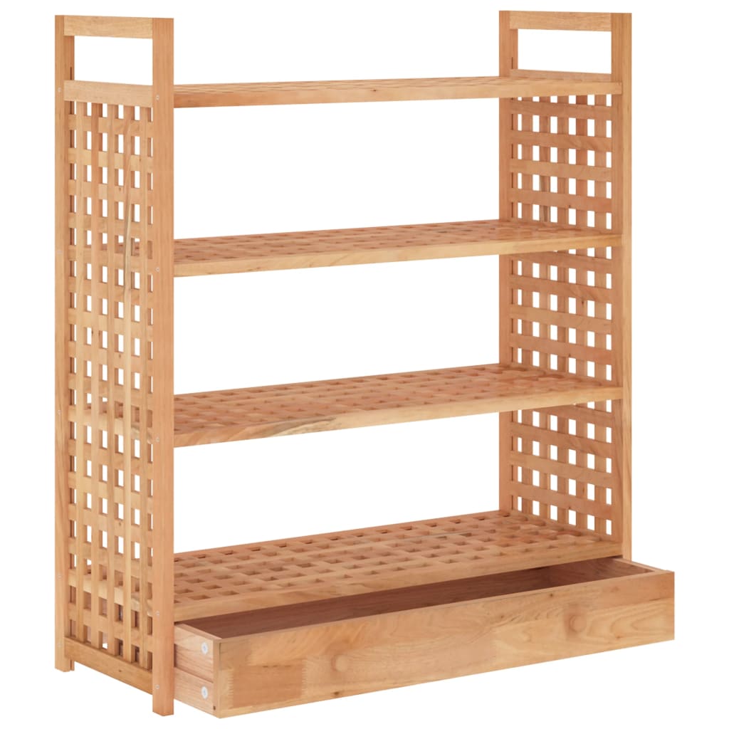 Shoe Rack with Drawer 70x27x81 cm Solid Wood Walnut - Bargainia.com - 