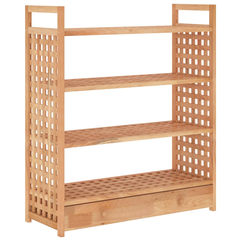 Shoe Rack with Drawer 70x27x81 cm Solid Wood Walnut - Bargainia.com - 