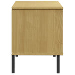 Shoe Rack with Metal Legs Brown 106x35x45 cm Solid Wood OSLO - Bargainia.com - 