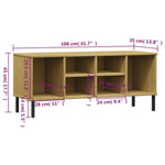 Shoe Rack with Metal Legs Brown 106x35x45 cm Solid Wood OSLO - Bargainia.com - 