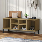 Shoe Rack with Metal Legs Brown 106x35x45 cm Solid Wood OSLO - Bargainia.com - 