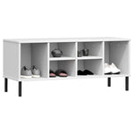 Shoe Rack with Metal Legs White 106x35x45 cm Solid Wood OSLO - Bargainia.com - 