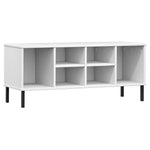 Shoe Rack with Metal Legs White 106x35x45 cm Solid Wood OSLO - Bargainia.com - 