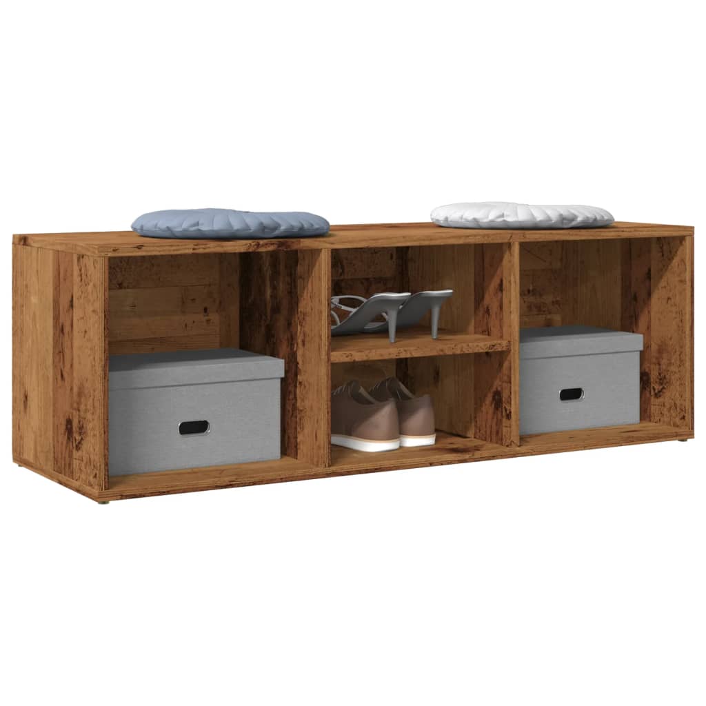 Shoe Storage Bench Old Wood 105x35x35 cm Engineered Wood - Bargainia.com - 