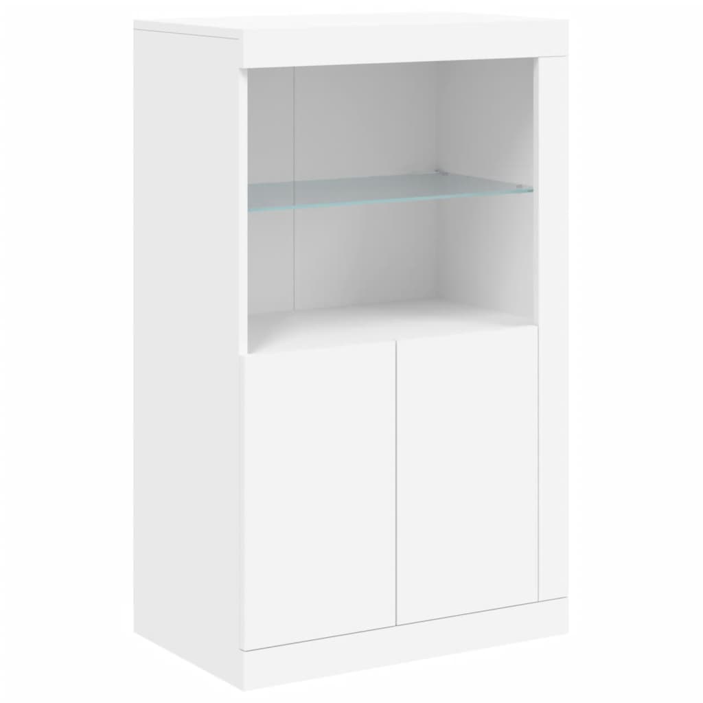 Side Cabinet with LED Lights White Engineered Wood - Bargainia.com - 8721012252073 - 836623