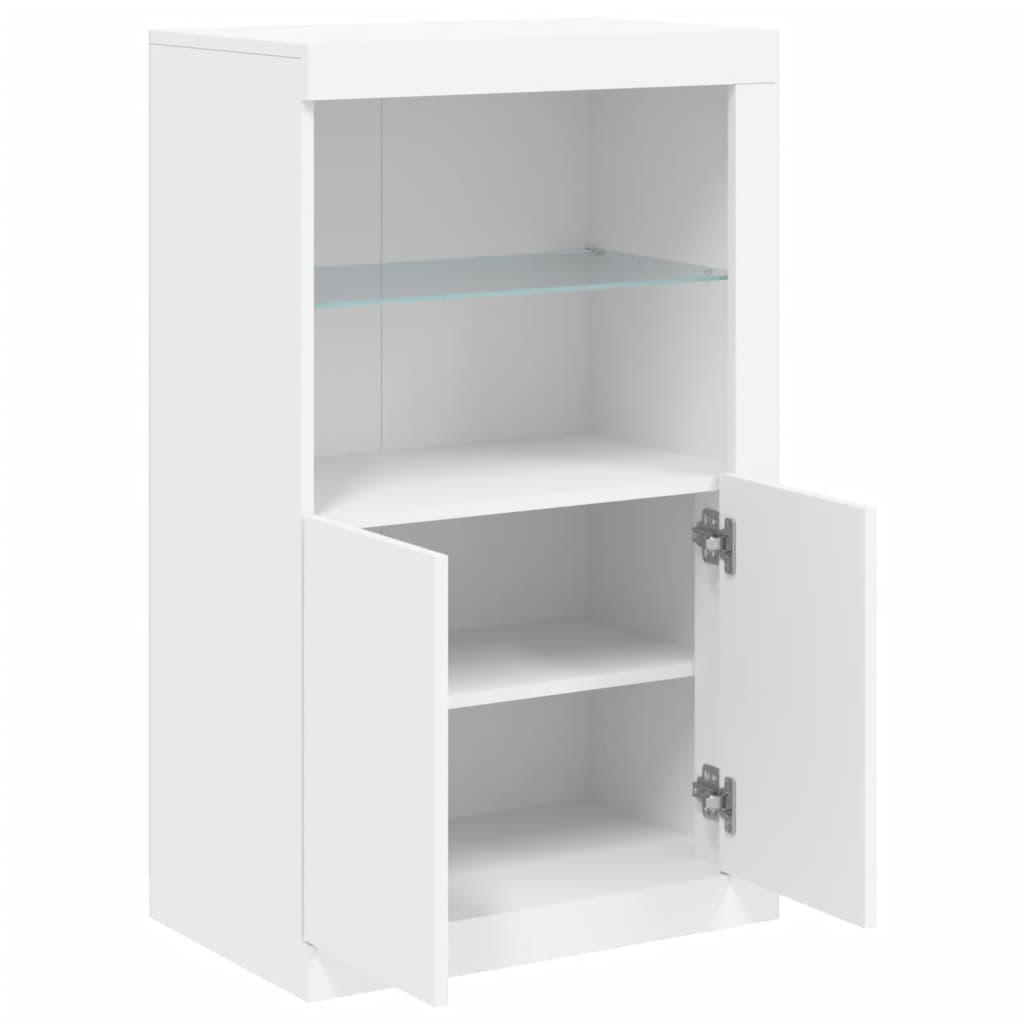 Side Cabinet with LED Lights White Engineered Wood - Bargainia.com - 8721012252073 - 836623