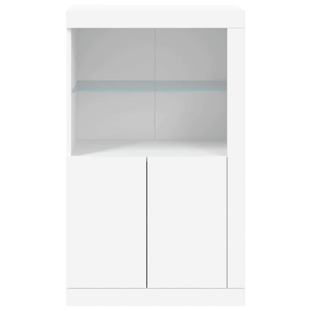 Side Cabinet with LED Lights White Engineered Wood - Bargainia.com - 8721012252073 - 836623
