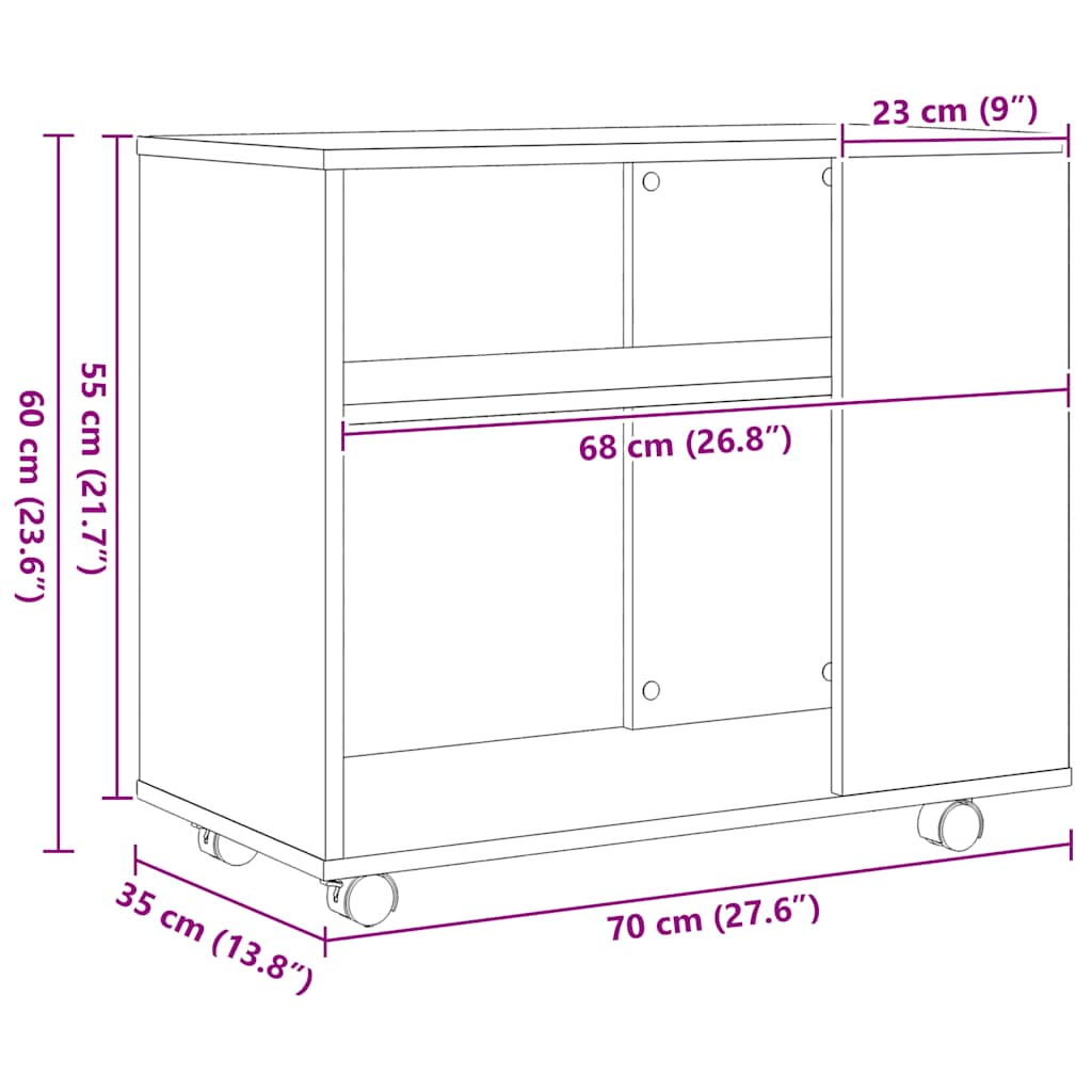 Side Table Black Oak 70x35x60 cm Engineered Wood - Bargainia.com - 8721158768995 - 862496
