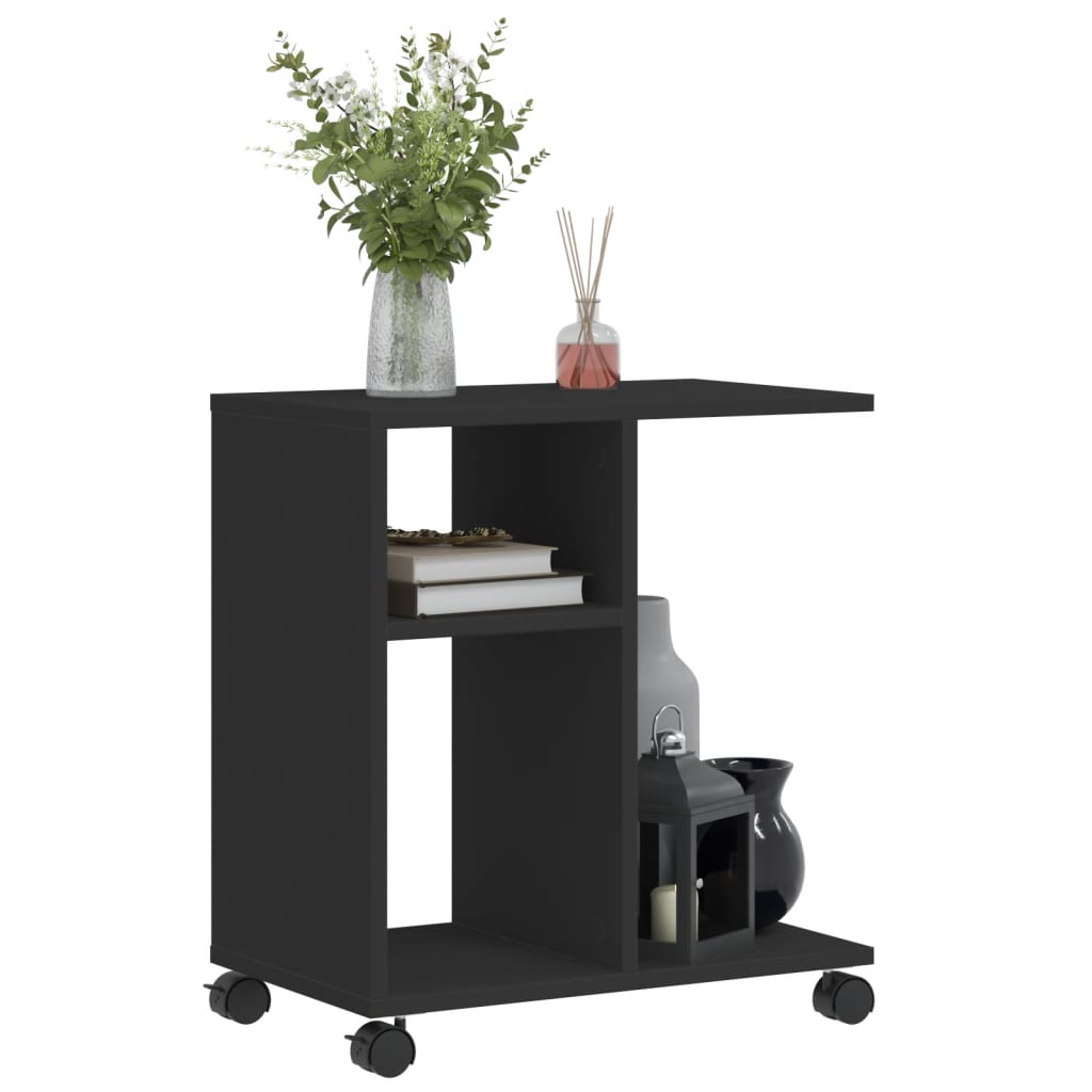Side Table with Wheels Black 50x30x55 cm Engineered Wood - Bargainia.com - 8721012494725 - 840570