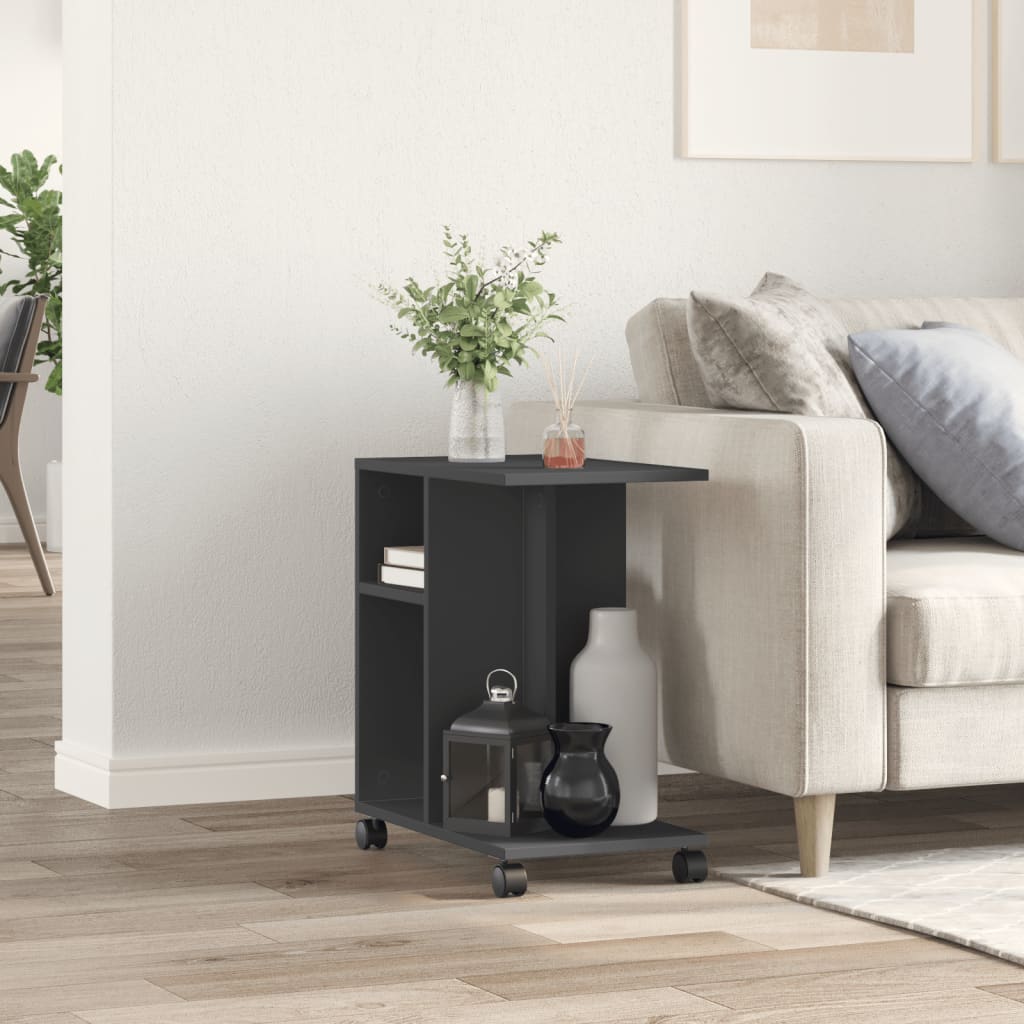 Side Table with Wheels Black 50x30x55 cm Engineered Wood - Bargainia.com - 8721012494725 - 840570