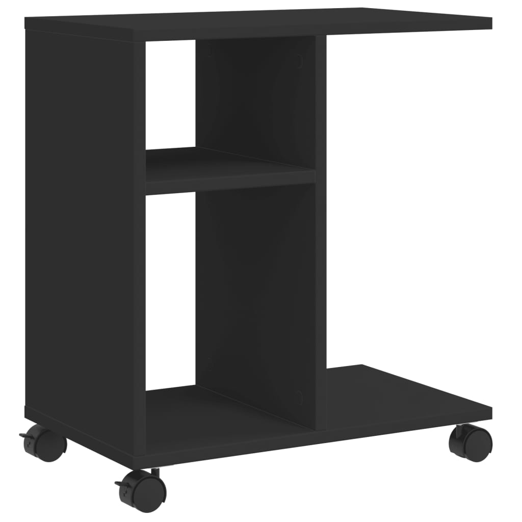 Side Table with Wheels Black 50x30x55 cm Engineered Wood - Bargainia.com - 