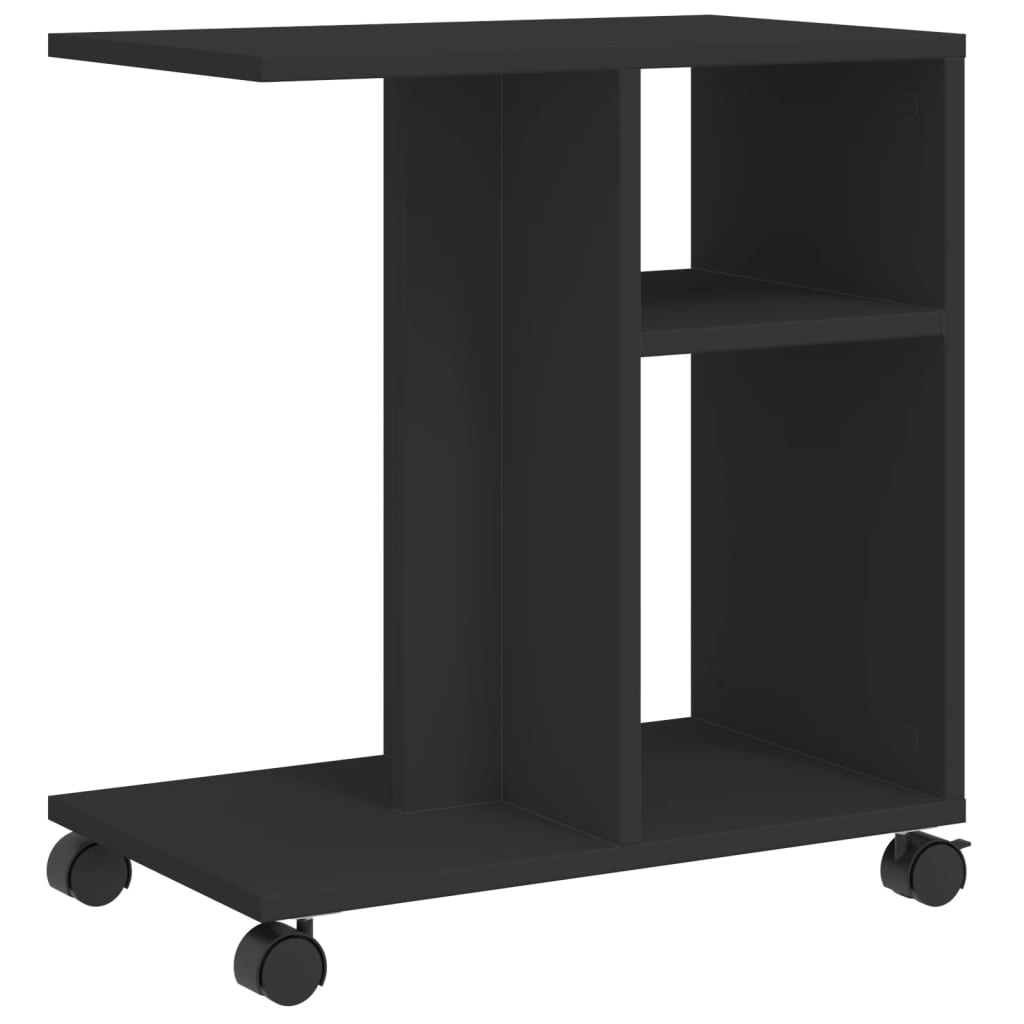 Side Table with Wheels Black 50x30x55 cm Engineered Wood - Bargainia.com - 