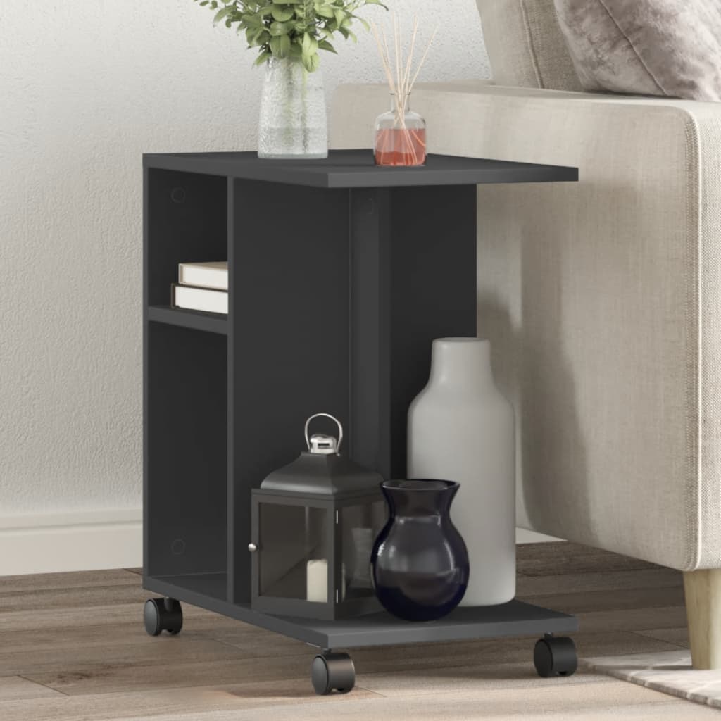 Side Table with Wheels Black 50x30x55 cm Engineered Wood - Bargainia.com - 8721012494725 - 840570