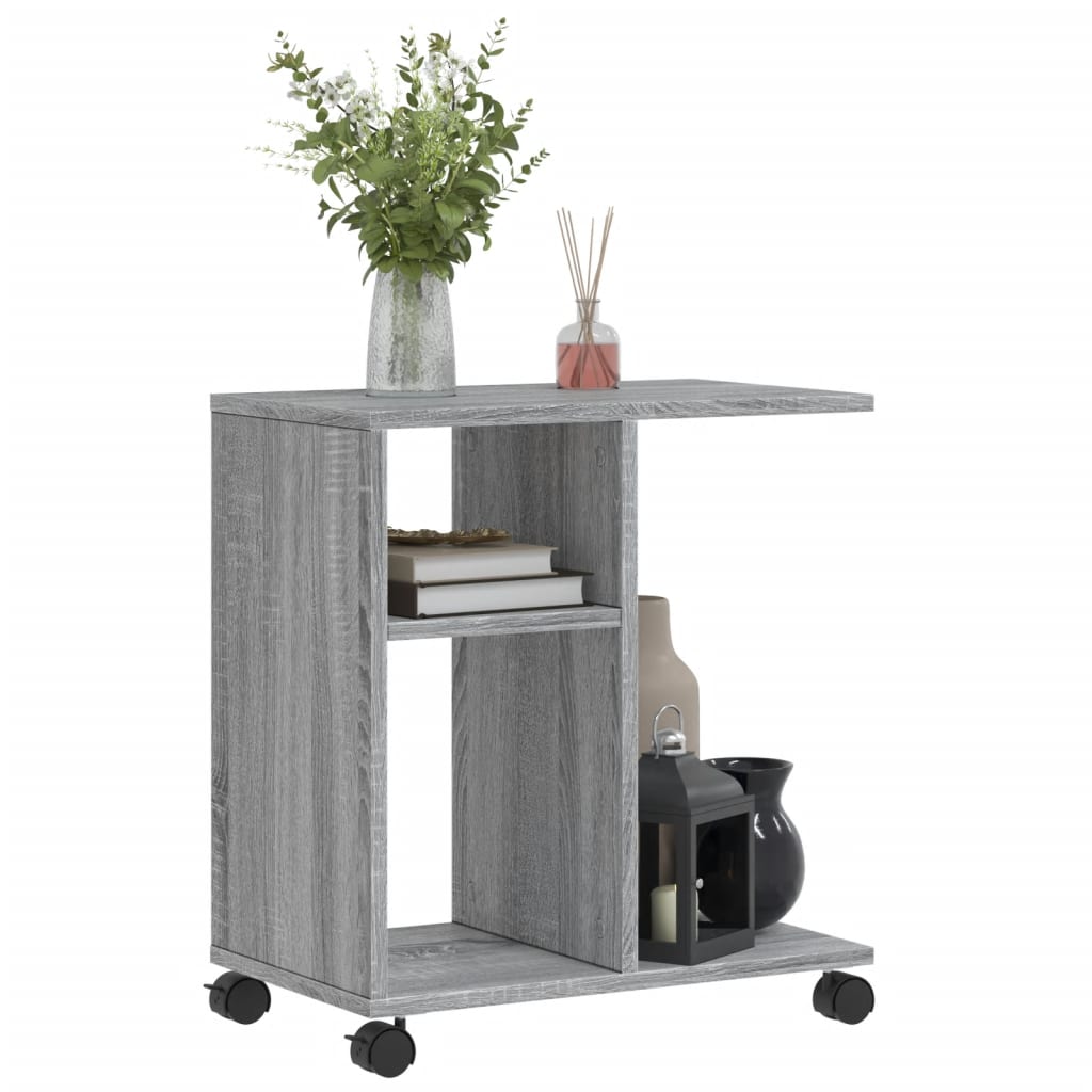 Side Table with Wheels Grey Sonoma 50x30x55 cm Engineered Wood - Bargainia.com - 8721012494763 - 840574
