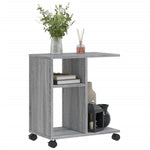 Grey Sonoma Mobile Side Table with Storage & Wheels | 50cm - Bargainia.com - 