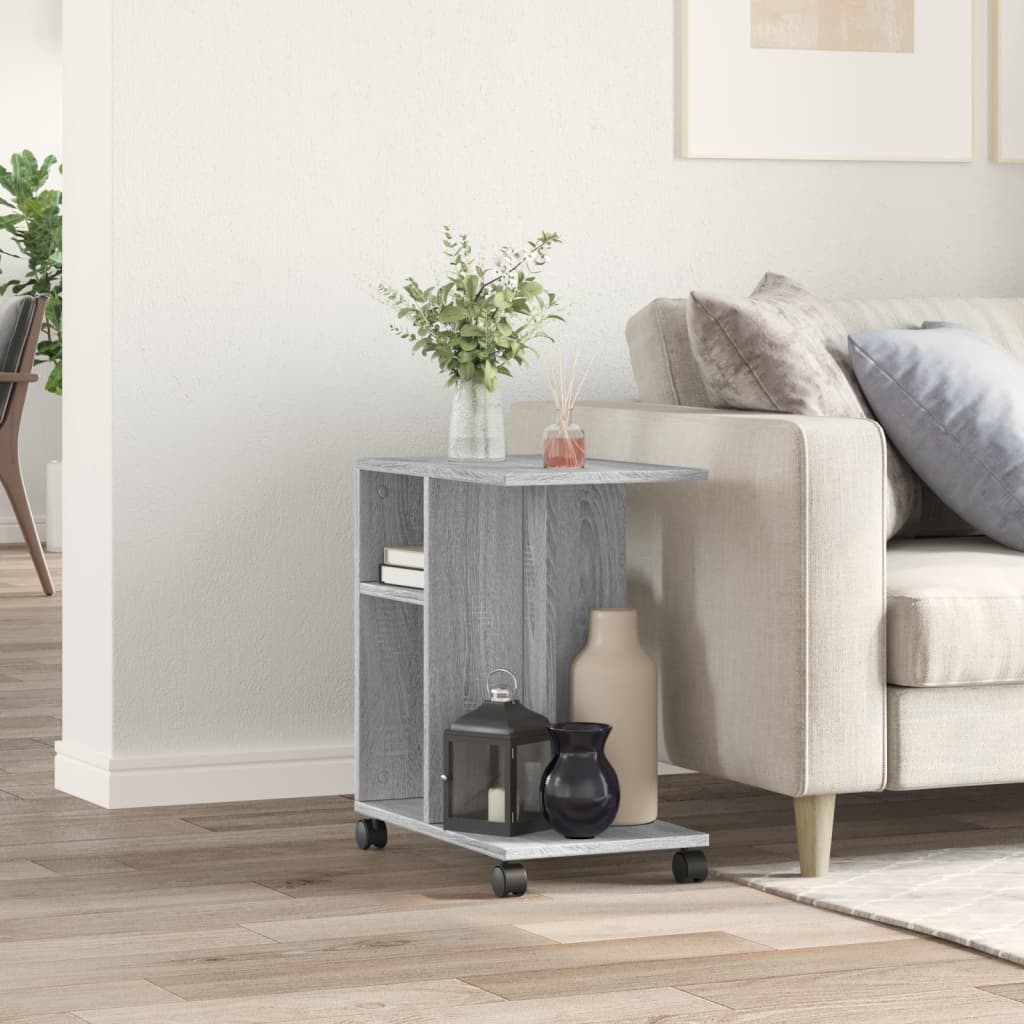 Side Table with Wheels Grey Sonoma 50x30x55 cm Engineered Wood - Bargainia.com - 8721012494763 - 840574