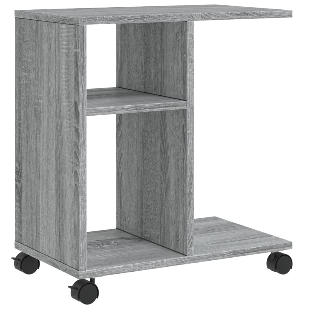 Grey Sonoma Mobile Side Table with Storage & Wheels | 50cm - Bargainia.com - 