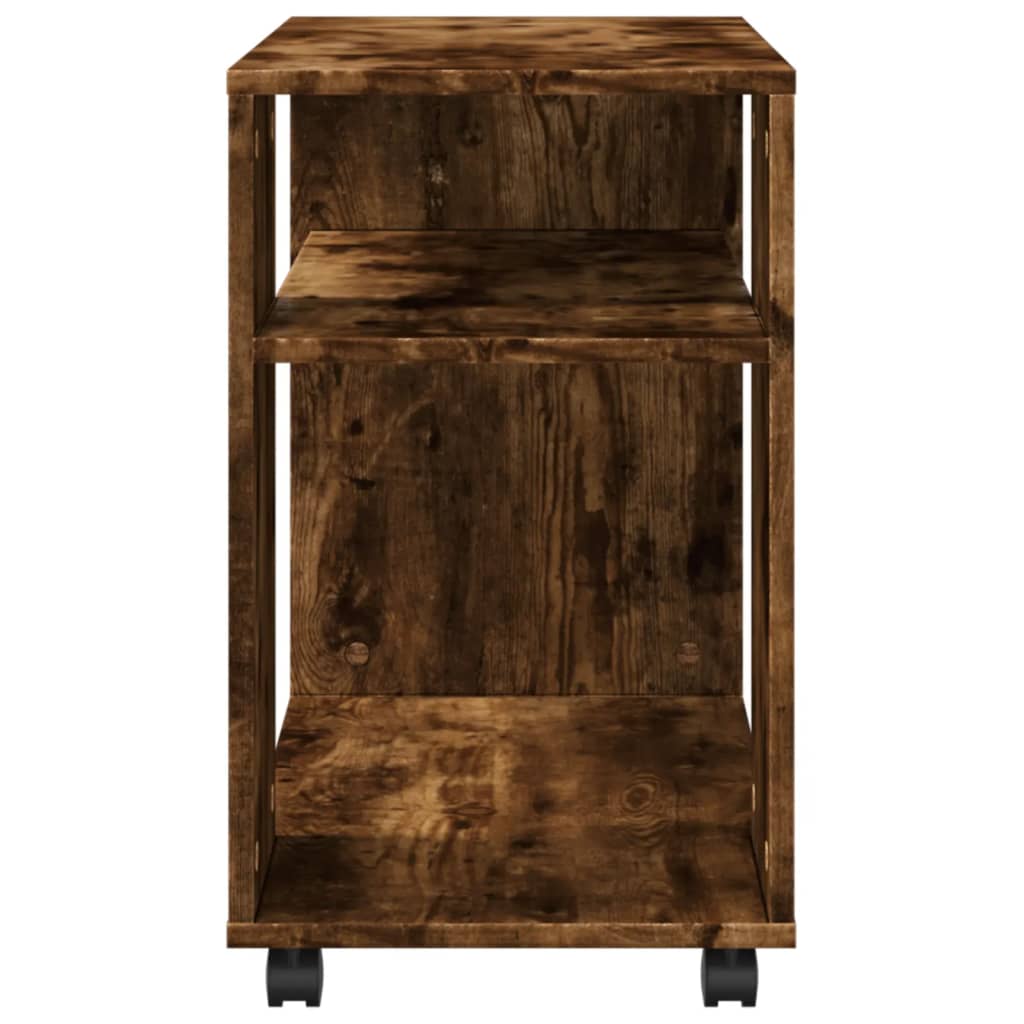 Side Table with Wheels Smoked Oak 70x35x60 cm Engineered Wood - Bargainia.com - 8721158360151 - 853150