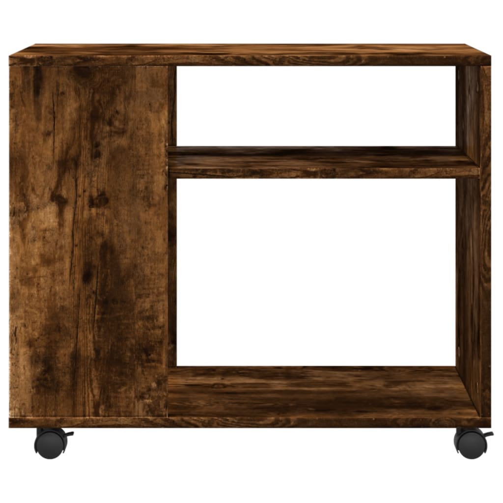 Side Table with Wheels Smoked Oak 70x35x60 cm Engineered Wood - Bargainia.com - 8721158360151 - 853150