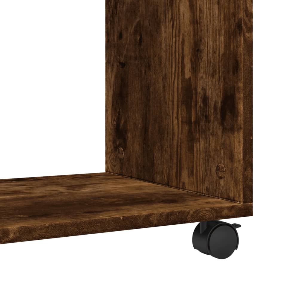 Side Table with Wheels Smoked Oak 70x35x60 cm Engineered Wood - Bargainia.com - 8721158360151 - 853150