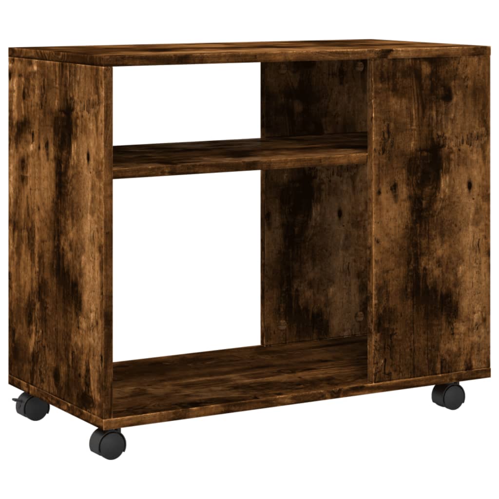 Side Table with Wheels Smoked Oak 70x35x60 cm Engineered Wood - Bargainia.com - 8721158360151 - 853150