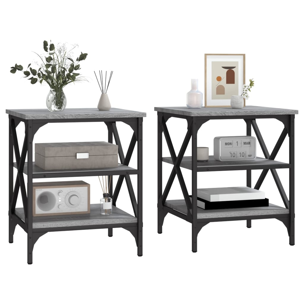 Side Tables 2 pcs Grey Sonoma 40x42x50 cm Engineered Wood - Bargainia.com - 