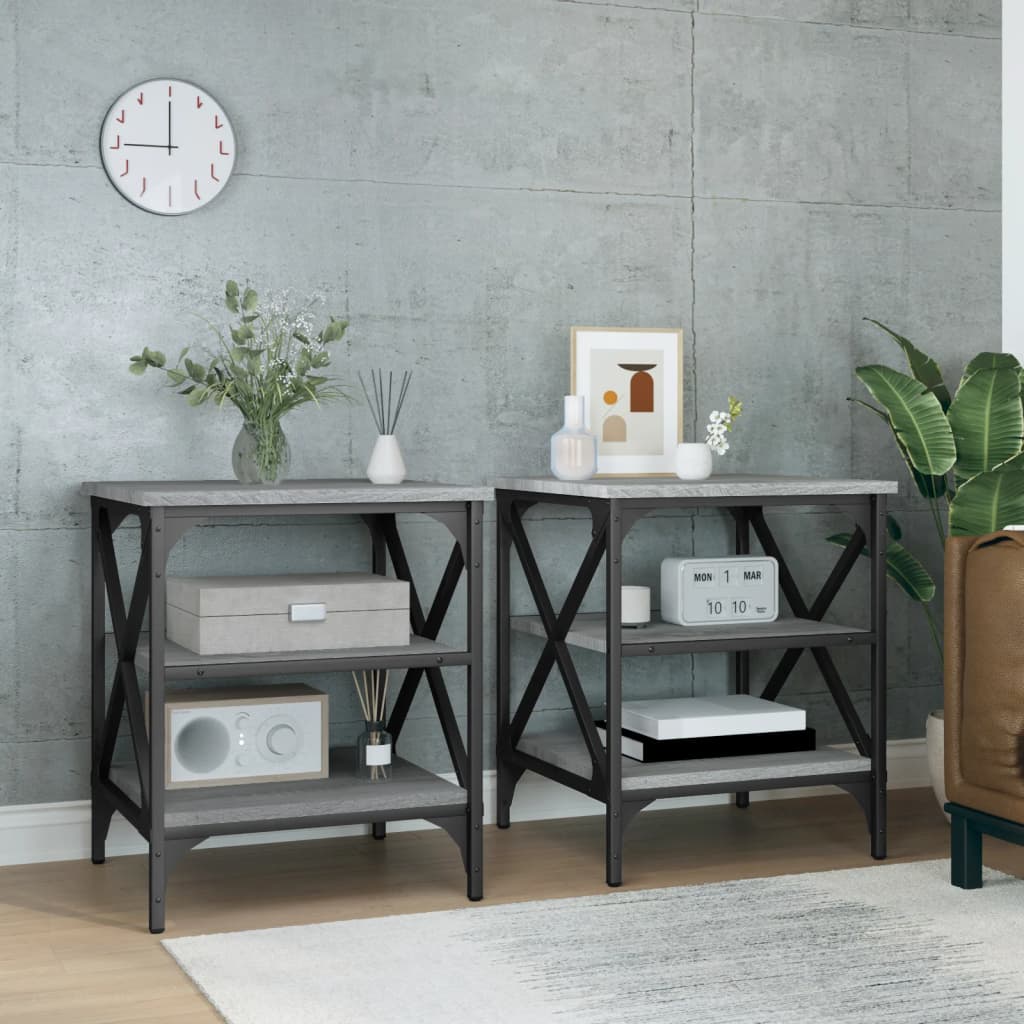 Side Tables 2 pcs Grey Sonoma 40x42x50 cm Engineered Wood - Bargainia.com - 