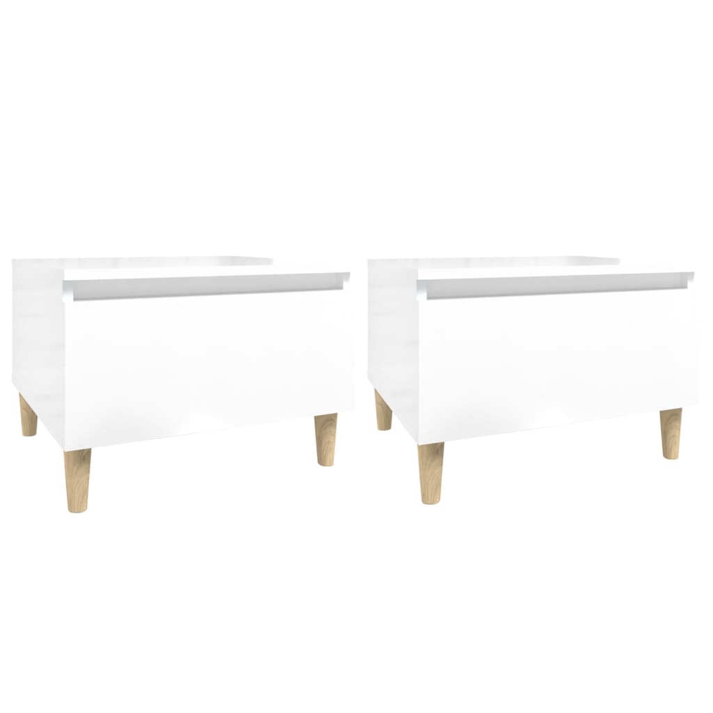 Side Tables 2 pcs High Gloss White 50x46x35 cm Engineered Wood - Bargainia.com - 