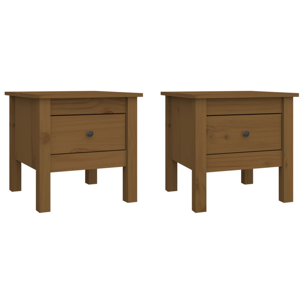 Side Tables 2 pcs Honey Brown 40x40x39 cm Solid Wood Pine - Bargainia.com - 