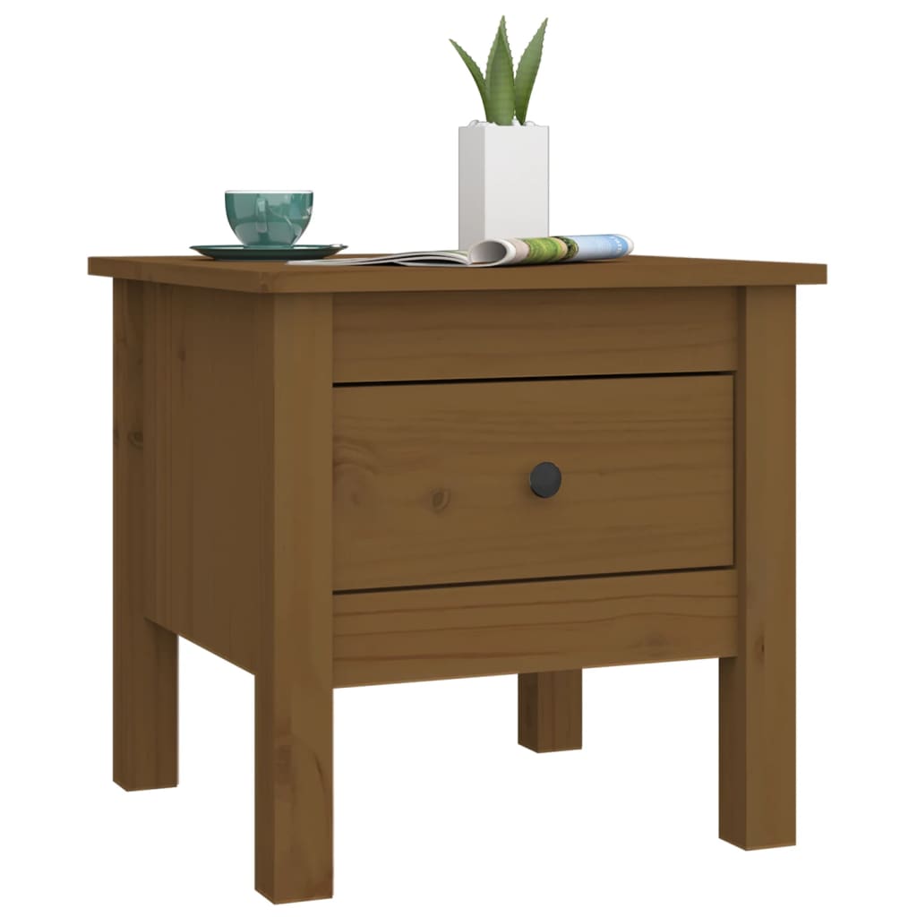Side Tables 2 pcs Honey Brown 40x40x39 cm Solid Wood Pine - Bargainia.com - 