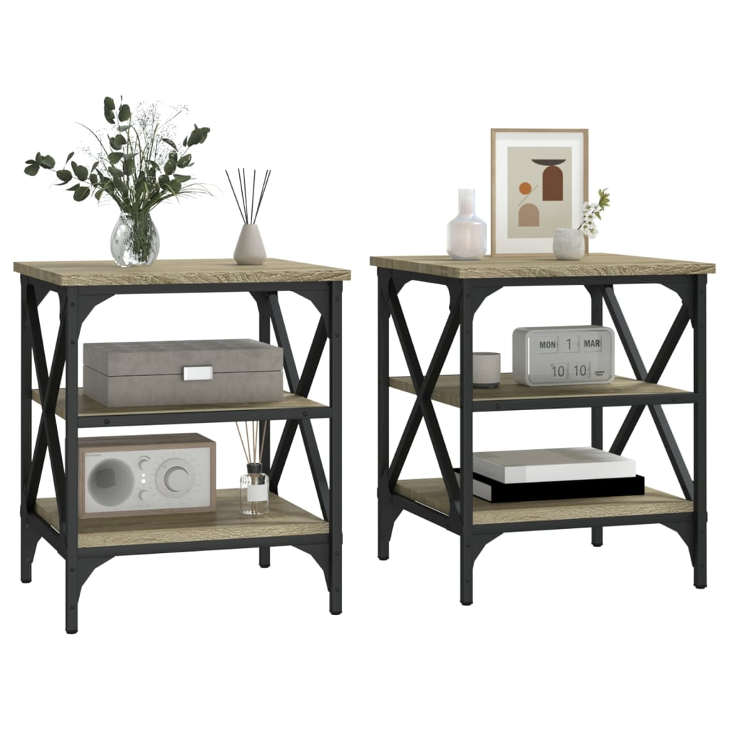 Side Tables 2 pcs Sonoma Oak 40x42x50 cm Engineered Wood - Bargainia.com - 
