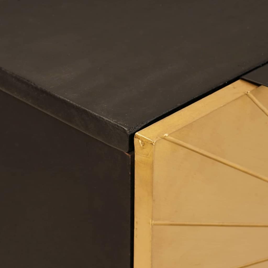 Sideboard Black and Gold 60 x 33 x 75 cm Solid mango wood - Bargainia.com - 
