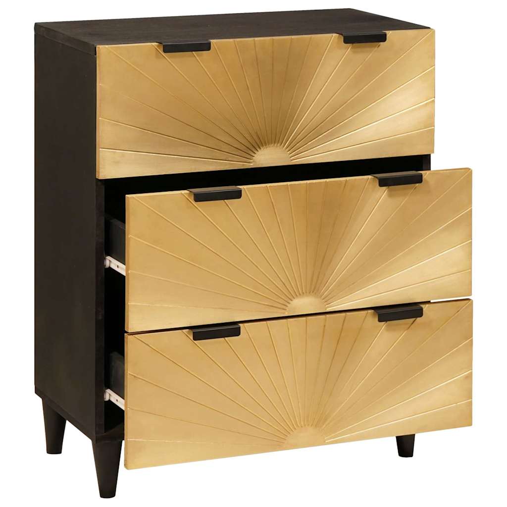 Sideboard Black and Gold 60 x 33 x 75 cm Solid mango wood - Bargainia.com - 