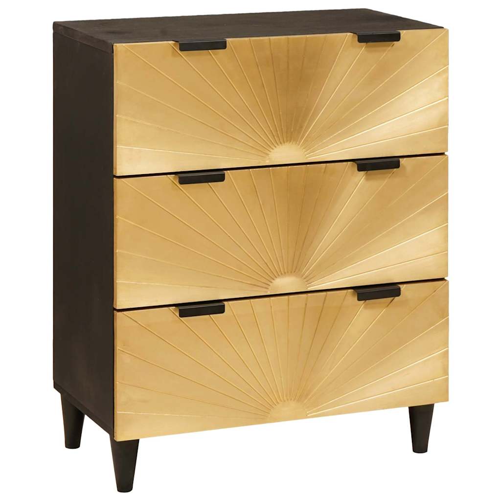 Sideboard Black and Gold 60 x 33 x 75 cm Solid mango wood - Bargainia.com - 