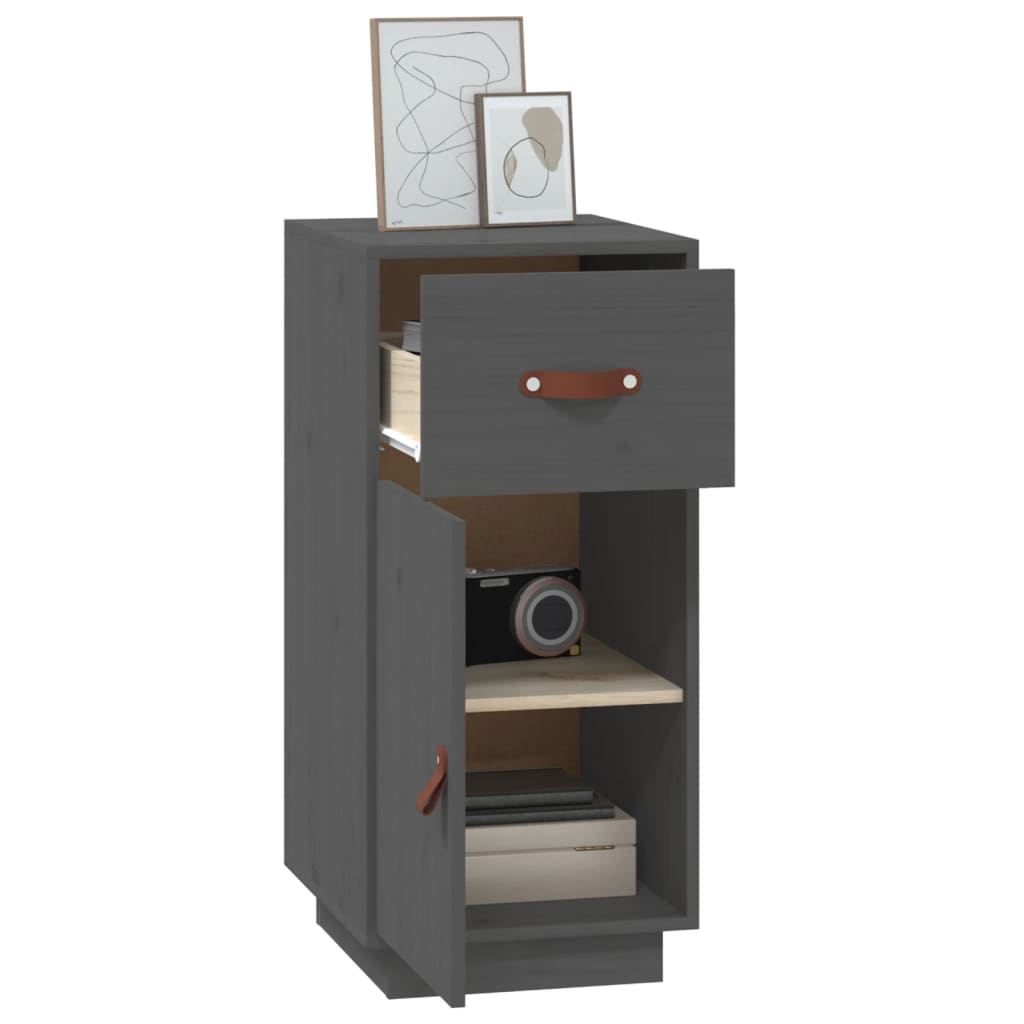 Sideboard Grey 34x40x75 cm Solid Wood Pine - Bargainia.com - 